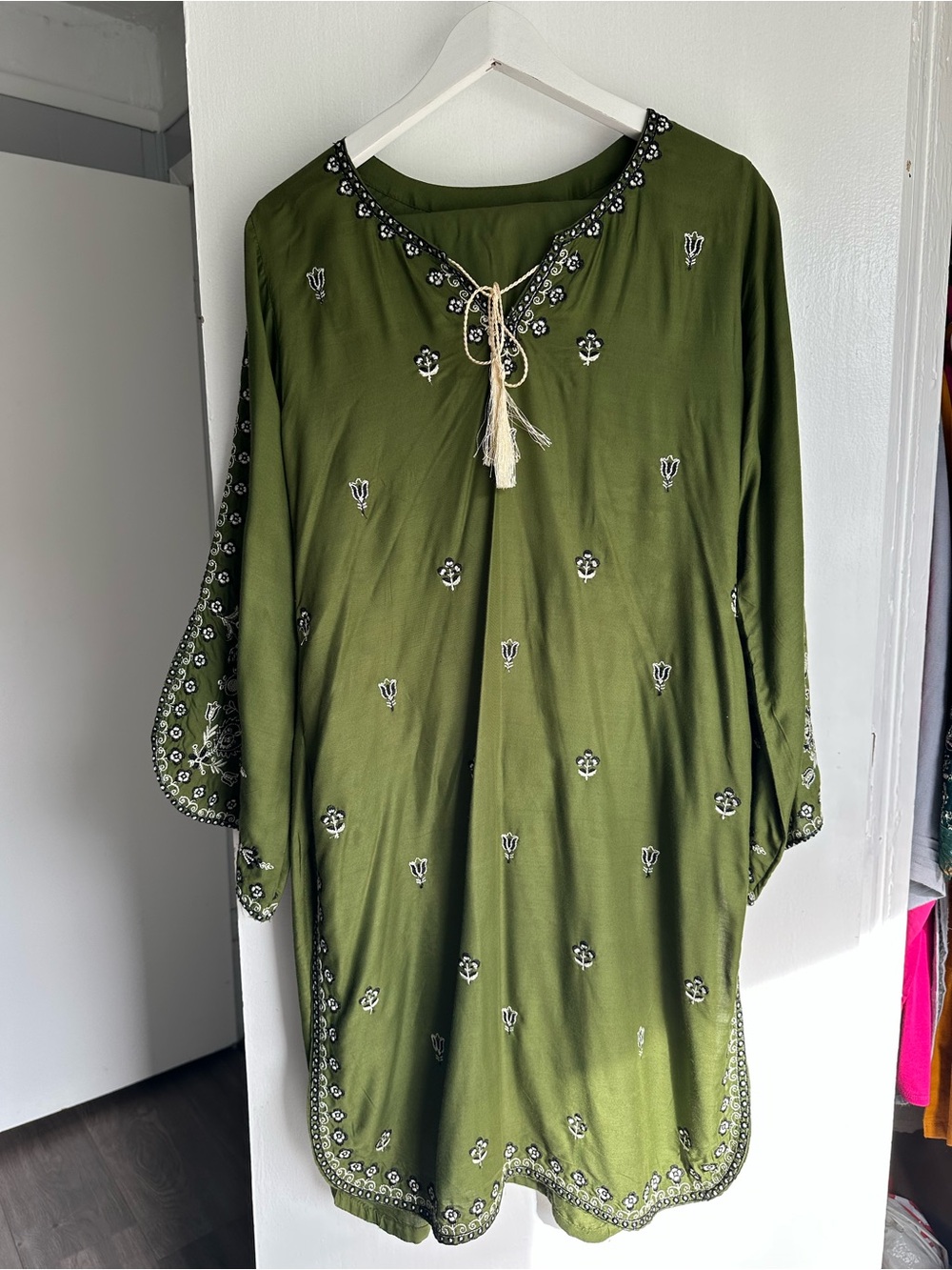 Pakistani Embroidered Olive Green 2 piece suit